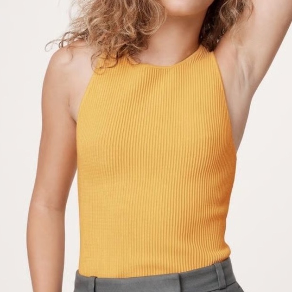 Banana Republic Mustard Yellow Sculpted Ribbed Tank in Small